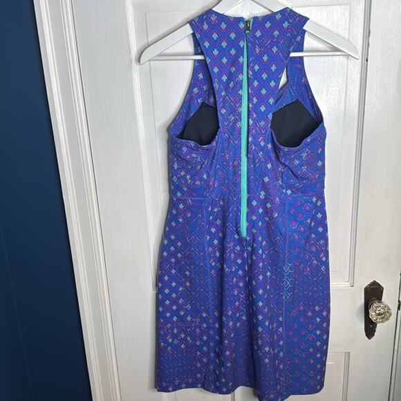 Title Nine Nimblene Blue/Purple Pink Geometric Print Racerback Dress W1011 Sz 6 - Picture 4 of 9